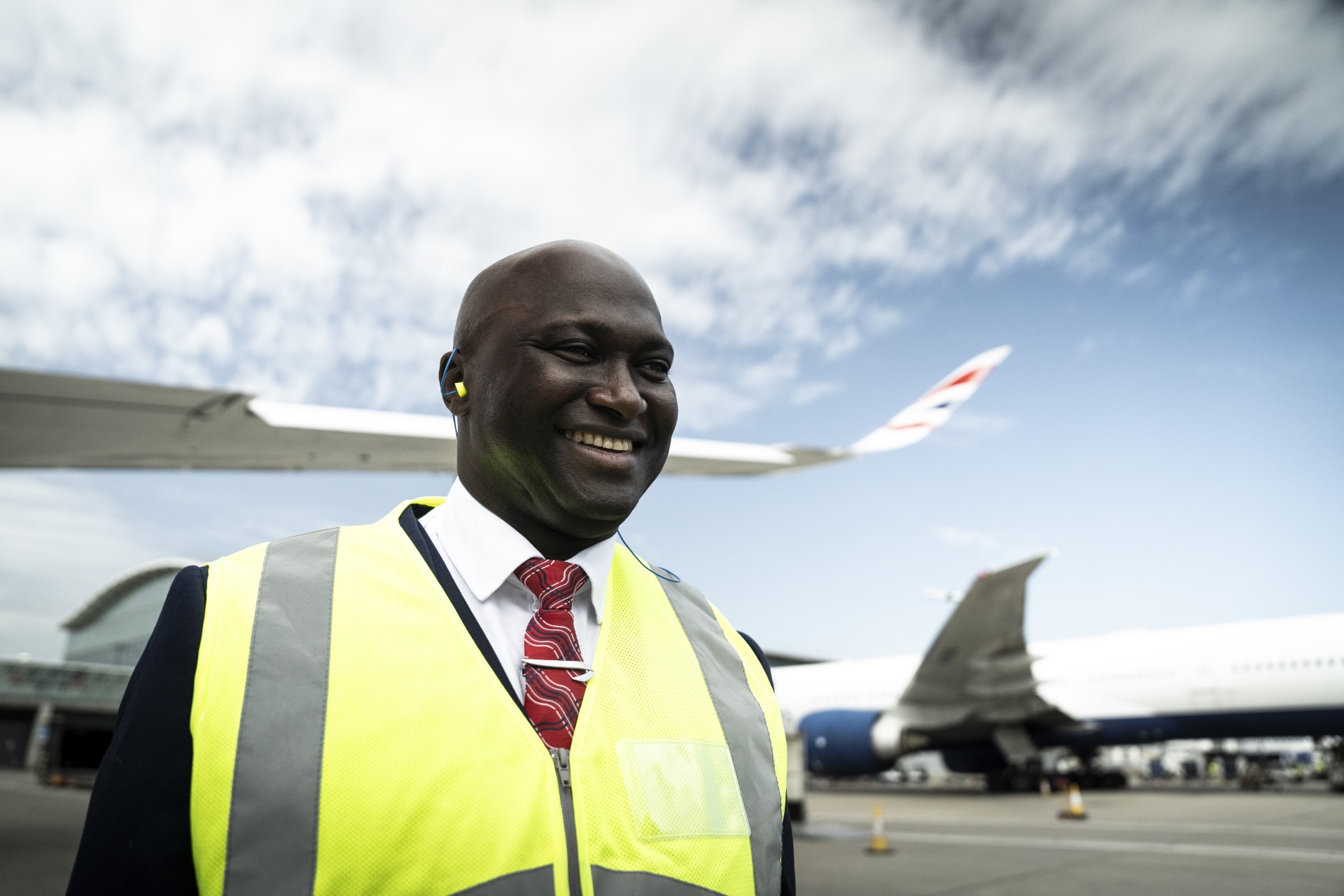 Three images of British Airways crew members